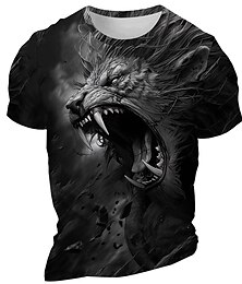 abordables -Homme Graphique Animal Lion T-shirt Manche Courte T-shirt Impression 3D Col ras du cou Chemise Quotidien Designer Rétro Vintage Sport en Plein Air Fête Sortir Noir Printemps & Été Vêtement Tenue S M