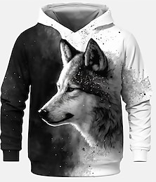 ieftine -Băieți 3D Lup Hanorac cu Glugă Pullover Manșon Lung Tipărire 3D Primăvară Toamnă Modă Șic Stradă Misto Copii 3-12 ani Capișon În aer liber Casual Zilnic Fit regulat