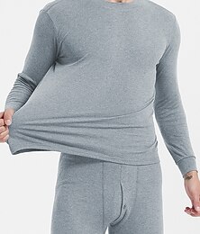 economico -Per uomo Biancheria intima termica Pigiami Set Termico 2 pezzi Liscio Caldo Di tendenza Informale Interni Giornaliero Da letto Cotone Comfort Caldo Morbido Girocollo Manica lunga maglietta Pantalone