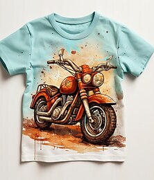 Χαμηλού Κόστους -Αγορίστικα 3D Αυτοκίνητο Motocicletă Κοντομάνικο Πουκάμισα Κοντομάνικο 3D εκτύπωση Καλοκαίρι Ενεργό Αθλήματα Μοντέρνα Παιδιά 3-12 χρόνια Στρογγυλή Ψηλή Λαιμόκοψη ΕΞΩΤΕΡΙΚΟΥ ΧΩΡΟΥ Causal Καθημερινά