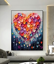 preiswerte -Handgefertigtes Ölgemälde auf Leinwand, Wandkunst-Dekor, originelle farbige Liebe zur Heimdekoration, mit gespanntem Rahmen, ohne Innenrahmen-Gemälde