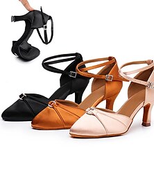Χαμηλού Κόστους -Γυναικεία Αίθουσα χορού Μοντέρνα παπούτσια Επίδοση Εκπαίδευση Τακούνια Τακούνι καμπάνα Μυτερή Μύτη Πόρπη Ενηλίκων Σκούρο καφέ Μαύρο Ροζ
