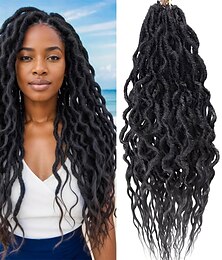 billige -faux locs heklet hår for svarte kvinner soft locs 24 tommers gudinne heklet hår krøllete topper dreadlocks boho stil syntetisk flette hår extensions