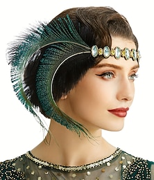 economico -Vintage Anni 1920 Il grande Gatsby Fascia Flapper Il grande Gatsby Invitato al matrimonio Piuma Costume Per donna Halloween Carnevale Mascherata Performance Matrimonio Ospite di nozze Adulti Copricapo