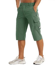 billiga -Herr Cargo-shorts Träningsshorts Capribyxor Vandringsshorts Utekväll Helgen Andningsfunktion Snabb tork Knapp Flera fickor Rakt ben Slät Knelängd Gymnastik Sportkläder Svart Rubinrött