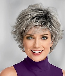 cheap -Synthetic Wig Curly With Bangs Machine Made Wig Short A1 A2 A3 A4 A5 Synthetic Hair Women's Soft Fashion Easy to Carry Blonde Silver Gray