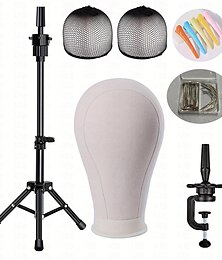 economico -22 pollici parrucca headwig stand treppiede con testatesta parrucca in telatesta di manichino per parrucchemanikin tela blocco testa set per parrucche che fanno display con cappellini per parrucca t/c