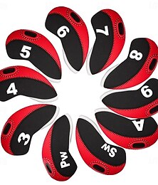 abordables -10 Uds. Funda impermeable para cabeza de palo de golf, cubierta protectora portátil para cabeza de hierro con cuña, cubiertas de neopreno para hierro de golf, goma con opción de 3 colores que se