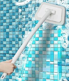 abordables -Brosse murale multifonctionnelle pour salle de bain, à long manche, amovible, pour sol de la maison, pour baignoire, pour carreaux de céramique, éponge de nettoyage