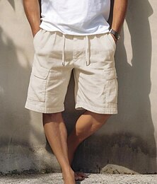 ieftine -Bărbați Pantaloni Scurți Cargo Pantaloni Scurți Pantaloni scurți din in Pantaloni scurți de vară Cordon Talie elastică Multi Buzunare Simplu Confort Respirabil Scurt Casual Zilnic Concediu Modă Stil