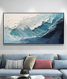 economico -pittura a olio di grandi dimensioni dipinta a mano onda dell'oceano pittura a olio su tela grande arte della parete pittura astratta e minimalista personalizzata blu mare pittura per arte della parete