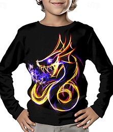 abordables -Garçon 3D Dragon Tee-shirts Chemises manche longue 3D effet Printemps Automne Sportif Mode Vêtement de rue Enfants 3-12 ans Col Ras du Cou Extérieur Casual du quotidien Standard
