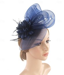 economico -fascinators berretto Copricapo Organza Cappello Fedora Cappello a cilindro Cappello di velo Corsa di cavalli cocktail Elegante Lusso Con Piume Fiocchi Copricapo Copricapo