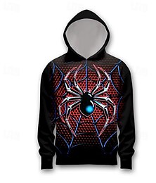 cheap -Boys 3D Spider Hoodie Pullover Long Sleeve 3D Print Spring Fall Fashion Streetwear Cool Polyester Kids 3-12 Years Hooded Outdoor Casual Daily Regular Fit