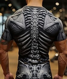 cheap -Graphic Skeleton Casual Subculture Men's 3D Print T shirt Tee Sports Outdoor Holiday Going out T shirt Black 4 Black 1 Black 3 Short Sleeve Crew Neck Shirt Spring & Summer Clothing Apparel S M L XL