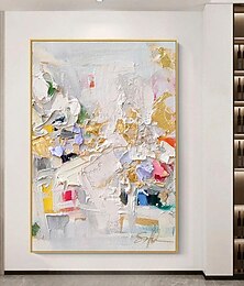 お買い得  -手描きのカラフルな厚い質感の抽象的な油絵壁アートモダンな壁アート手描きの油絵キャンバス装飾ホームルームに掛ける準備ができてまたはキャンバス