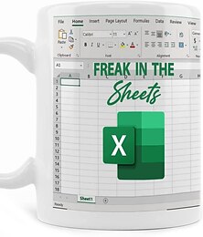 cheap -Excel Coffee Mug, Funny Gifts for Women Men Freak In The Sheets Mug Gifts for Boss CPA Friend Coworkers Accountant White Ceramic Office Mug 11.8 oz