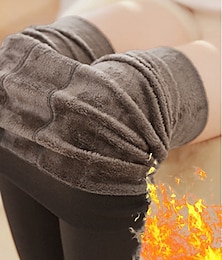 baratos -Mulheres Calças de lã calças justas Cintura Média Comprimento total Preto Outono & inverno