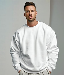 cheap -Men's Sweatshirt Pullover Black White Gray Crew Neck Sports Holiday Vacation Streetwear Cotton Fashion Daily Casual Spring &  Fall Clothing Apparel Hoodies Sweatshirts  Long Sleeve