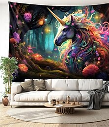 economico -unicorno colorato appeso arazzo arte della parete grande arazzo decorazione murale fotografia sfondo coperta tenda casa camera da letto soggiorno decorazione