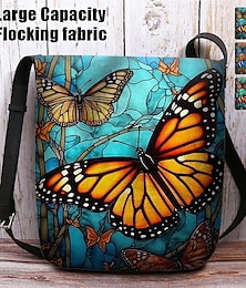 cheap -Women's Crossbody Bag Shoulder Bag Fluffy Bag Polyester Shopping Daily Holiday Print Large Capacity Lightweight Durable Butterfly Yellow Red Blue