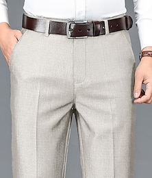 cheap -Men's Dress Pants Trousers Suit Pants Pocket Plain Comfort Breathable Outdoor Daily Going out Fashion Casual Black Khaki