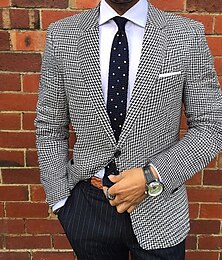 economico -Per uomo Laurea Blazer Affari Cocktail party Ricevimento di matrimonio Moda Casual Autunno / Inverno Poliestere Semplice Bottoni Tasca Casual / Quotidiano Monopetto Giacca Nero Kaki Grigio
