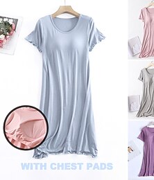 billiga -kvinnors pyjamas nattlinne nattskjorta klänning ren färg enkel komfort hem daglig säng modal andas crew neck kortärmad t-shirt t-shirt sommar vår hem outfits