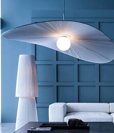 abordables -Luz colgante LED color de luz cálida diseño redondo lámpara colgante de tela lámparas colgantes de estilo nórdico moderno comedor dormitorio luz colgante 110-240v