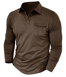 Χαμηλού Κόστους -Ανδρικά Φανέλα POLO Button Up Polos Causal Αθλητικά Πέτο Μακρυμάνικο Μοντέρνα Βασικό Σκέτο Κουμπί Τσέπη Άνοιξη & Χειμώνας Κανονικό Μαύρο Λευκό Πράσινο Χακί Ρουμπίνι Βαθυγάλαζο Σκούρο πράσινο