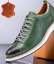 cheap -Men's Oxfords Formal Shoes Brogue Dress Shoes British Gentleman Office & Career Party & Evening Leather Italian Full-Grain Cowhide Comfortable Slip Resistant Lace-up Green