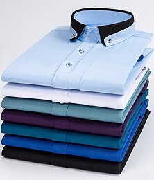 cheap -Men's Shirt Dress Shirt Button Up Shirt Black White Royal Blue Long Sleeve Color Block Lapel Spring &  Fall Wedding Party Clothing Apparel Patchwork