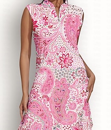 abordables -Femme robe de golf Rose rouge Sans Manches Cachemire Vêtements de golf pour femmes, tenues, vêtements