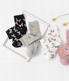 economico -4 paia di calzini da donna per l'equipaggio, calzini sportivi semplici lolita in cotone con fantasia quotidiana di animali