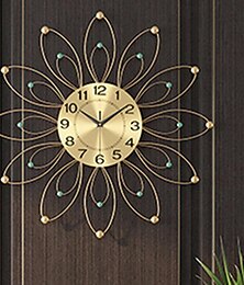 baratos -Grande relógio de parede floral metal decorativo silencioso não-ticking grandes relógios modernos decorações para casa sala de estar quarto sala de jantar escritório