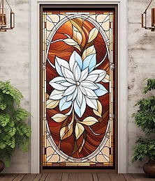 economico -fiore di vetro colorato porta copre decorazione murale porta arazzo tenda della porta decorazione sfondo porta banner rimovibile per porta d'ingresso indoor outdoor decorazione della stanza di casa