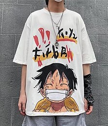 abordables -One Piece Monkey D.Luffy Manches Ajustées Dessin Animé Manga Animé Art graphique Pour Couple Homme Femme Adulte Carnaval Mascarade Estampage à chaud Casual Quotidien