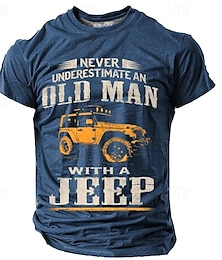 cheap -Car Old Man Men's Casual Street Style 3D Print T shirt Tee Sports Outdoor Holiday Going out T shirt Black Blue Brown Short Sleeve Crew Neck Shirt Spring & Summer Clothing Apparel S M L XL 2XL