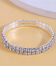 economico -Per donna Braccialetto di cristallo Fantasia Moda Elegante Di tendenza Lusso Lega Gioielli braccialetto Argento Per Matrimonio Da sera Regalo Compleanno Spiaggia