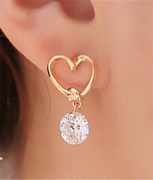 cheap -Drop Earrings Earrings Geometrical Heart Vintage Stylish Simple Luxury Sweet Earrings Jewelry Gold For Wedding Party Valentine's Day 1 Pair