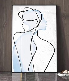 billige -håndmalt moderne oljemaleri enkel svart linjedesign uinnrammet abstrakt kunst håndlaget naken sexy jente til stueinnredning (uten ramme)