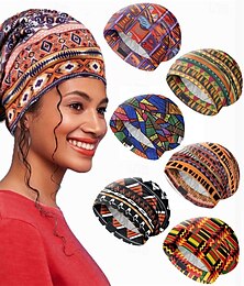 Недорогие -женская шапка-пуловер, спальная шапка с африканским принтом, двухслойный цветной внутренний слой, регулируемая эластичная защитная шапка для волос