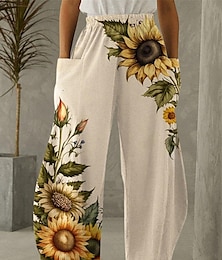 cheap -Women's Wide Leg Polyester Sunflower Pink Blue Active High Waist Full Length Street Daily Wear Spring