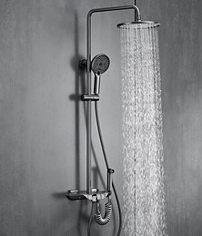 olcso -Zuhany rendszer / Termosztatikus keverő szelep Készlet - Kézi zuhanyzót tartalmaz Többpermet spray Kortárs Galvanizált Külső foglalat Kerámiaszelep Bath Shower Mixer Taps