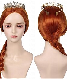 voordelige -shrek film fiona cosplay pruik kroon hittebestendig synthetisch haar carnaval halloween feest rekwisieten
