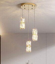 economico -luci a sospensione moderne illuminazione dell'isola della cucina lampada a sospensione in oro, lampadario di cristallo moderno regolabile per lampade da sala da pranzo sul tavolo (3 luci)