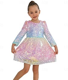 billige -jente småbarn ombre pastell gradient shimmer sparkle fargerik paljett bursdagskjole for bryllupsgjest