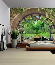 cheap -Forest outside Cave Hanging Tapestry Wall Art Large Tapestry Mural Decor Photograph Backdrop Blanket Curtain Home Bedroom Living Room Decoration