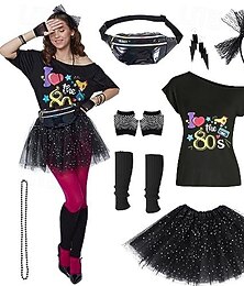 olcso -Retró 1980-as évek Póló Kiegészítő készlet Jelmez Női Mindszentek napja Farsang Álarcos mulatság Buli / Este Pride Parade Büszkeség hónapja Felnőttek Szoknyák Kesztyűk Lábmelegítők