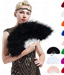 levne -Vinobraní Filmové a TV kostýmy Retro Skládací ventilátor Běžný Velký Gatsby Charleston Svatební host Peří Maškarní kostým Dámské Vánoce předvečer Všech svatých Karneval Párty Maturitní ples